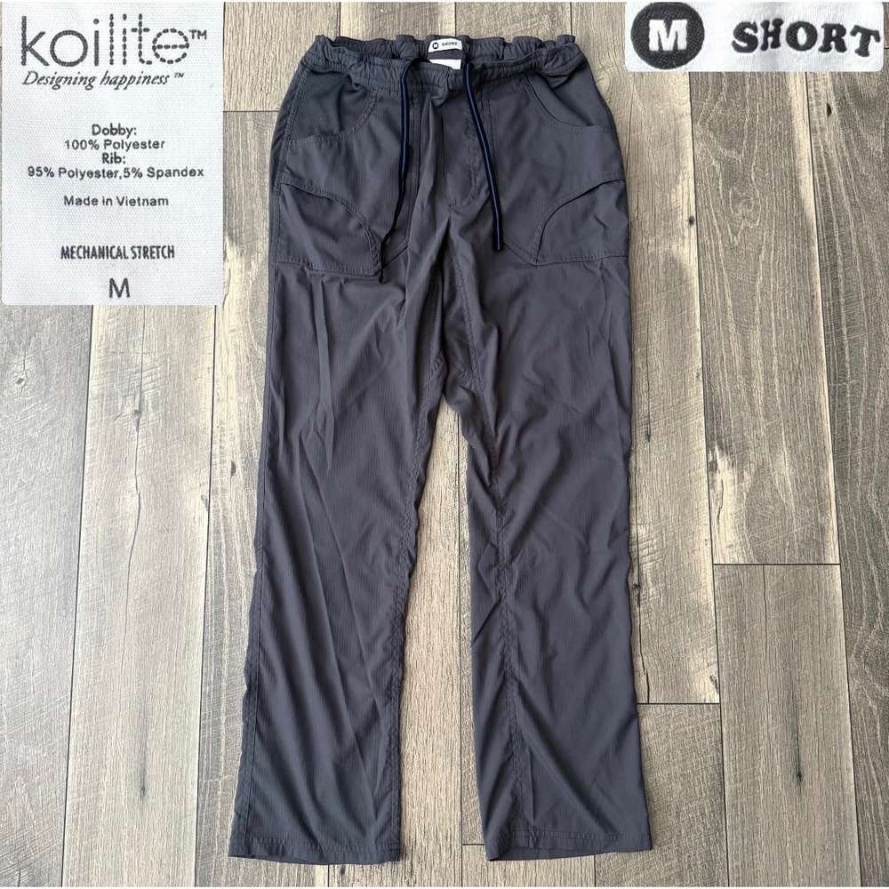 Y2K Koi Lite Scrub Pants Charcoal Grey Mens Medium Short 603-S Cargo Trousers
